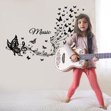 PVC Wall Stickers, for Home Living Room Bedroom Wall Decoration, Black, Butterfly Pattern, 300x800mm