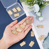 12Pcs 12 Style Brass Micro Pave Clear Cubic Zirconia Pendants, Real 18K Gold Plated, Tarot Card Charms, Real 18K Gold Plated, 30x15x4mm, Hole: 3~4mm, 1pc/style