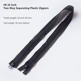 Garment Accessories, Zip-fastener Components, Nylon and Resin Open End Zipper, Black, 82.5x3.5x1.25cm