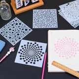 6Pcs 3 Styles Square Mandala PET Plastic Hollow Out Drawing Painting Stencils Templates, Mixed Shapes, 150x150x0.3mm, 2pcs/style