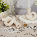 2Pcs 2 Styles Ceramic Candle Holder, Round Tealight Candlestick, Ropes Shape, Antique White, 110~123x64~72x92~110mm, Inner Diameter: 21~22.4mm, 1pc/style