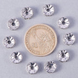 304 Stainless Steel Rhinestone Bead Spacers, Flat Round, Crystal, 8x4mm, Hole: 2mm, about 20pcs/bag, Packing Size: 74x105mm