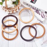 Wooden Flat Round Shape Purse Handle, for Bag Handles Replacement Accessories, Mixed Color, 135x12mm, Inner Diameter: 118mm, 6pcs/set