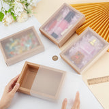 Kraft Paper Storage Gift Drawer Boxes, Translucent Plastic Cover Gift Packaging Case, Peru, 18.2x13x4.6cm