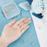 20Pcs Brass Earring Hooks, Ear Wire for Half Drilled Beads, Leaf, Nickel Free, Real 18K Gold Plated, 30x12mm, Pin: 1mm