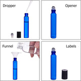 Glass Bottle, with Steel Roller Ball and Plastic Cap, Plastic Graduated Pipettes, Mixed Color, 9.1x1.6cm