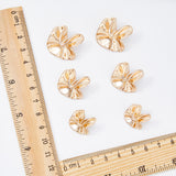 24Pcs 3 Style Irregular Flower Shape 1-Hole Zinc Alloy Shank Buttons, Garment Decoration, Light Gold, 17~24x16.5~23.5x12.5~13.5mm, Hole: 2mm, 8pcs/style