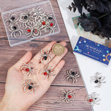 20Pcs 2 Colors Alloy Rhinestone Pendants, Spider Charms, Mixed Color, 30.5x27.5x5mm, Hole: 2.7mm, 10Pcs/color