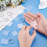 30Pcs Transparent Acrylic Photo Frame Keychain, with Alloy Findings, Rhombus, Clear, 7.55cm