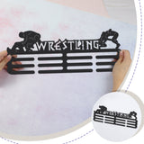 Wrestling Theme Iron Medal Hanger Holder Display Wall Rack, with Screws, Black, 150x400mm