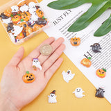 Resin Cabochons, for Halloween, Ghost & Pumpkin Lamp, Mixed Color, 60pcs/box