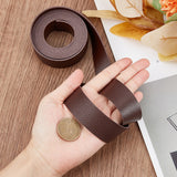 2M Flat Single Face Lychee Pattern Imitation Leather Band, Coconut Brown, 25x1.8mm, about 2.19 Yards(2m)/Roll