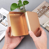 Rectangular Empty Tinplate Boxes, with Slip-on Lids, Mini Portable Box Containers, Matte Gold Color, 15.3x11.2x4cm, Inner Size: 14.5x10.6cm