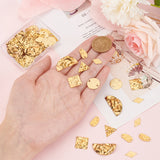 48Pcs 6 Styles Brass Connector Charms, Double-Sided Textured, Triangle & Half Round & Rhombus, Mixed Shapes, Raw(Unplated), 13.5~20x8~29x0.5~3mm, Hole: 1.2~1.8mm, 8pcs/style