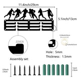 Sports Theme Iron Medal Hanger Holder Display Wall Rack, 3-Line, with Screws, Sports, 130x290mm