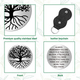 1Pc 201 Stainless Steel Commemorative Coins, Inspirational Quote Coin, Flat Round, with 1Pc PU Leather Guitar Clip, Tree of Life, Coin: 30x2mm