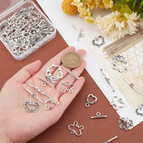 32Sets 4 Style Tibetan Style Alloy Toggle Clasps, Cadmium Free & Lead Free, Mixed Shapes, Antique Silver, 16.5~24x14~27mm, 8sets/style