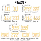 18Pcs 2 Bags 201 Stainless Steel Pendants Set, Laser Cut, Number 1~9, Golden, 11.5~12x15~22x1mm, Hole: 1.4mm, 9pcs/bag