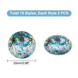 Glass Cabochons, Ocean & Marble Pattern, Half Round/Dome, Mixed Patterns, 25mm, 70pcs/bag, 2 bags/box