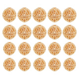 20Pcs 2 Style Brass Hollow Beads, Cadmium Free & Lead Free, Round, Golden, 8~10mm, Hole: 1.2mm, 10pcs/style
