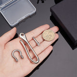 1Pc U-Shaped Brass Key Hook Shanckle Clasps, for Wallet Chain, Key Chain Clasp, Pocket Clip, with 1Pc Brass D-Ring Anchor Shackle Clasps, Platinum, U-Shaped: 71.5x17.5x8.5mm, Hole: 5.5mm, D-Ring: 25x25mm, Hole: 2.5mm