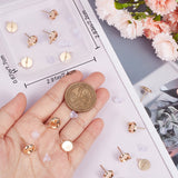 20Pcs Brass Flat Round Stud Earring Settings, with Horizontal Loop, Nickel Free, with 20Pcs Plastic Ear Nuts, Real 18K Gold Plated, Tray: 8mm, 13.5x11mm, Hole: 2mm