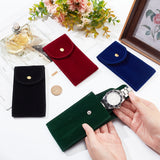 4 Sets 4 Colors Portable Velvet Single Watch Pouch Storage Bags, Watch Travel Case Organizer for Men and Women, with Snap Button, Mixed Color, 13~13.4x6.7~7.1cm