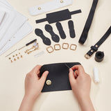 DIY Imitation Leather Sew on Women's Crossbody Bag Making Kit, including Fabrics, Imitation Pearl Cat Head Ornament, Alloy Buckles & Magnetic Button, Cord and Needle, Screwdriver, Black, Finished Product: 25x7x18.5cm