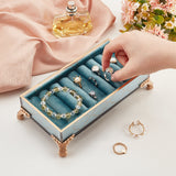 Beach Velvet Jewelry Presentation Tray, Jewelry Display Organizer Holder for Ring, Bracelet, Earring Showing, Medium Aquamarine, 21.8x11.9x5.4cm