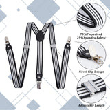 Polyester Elastic Men's Strength Suspenders, with Iron Clasps, Stripe Pattern, 75~116x24x2mm