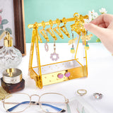 1 Set Coat Hanger Shaped Acrylic Earring Display Stands, Jewelry Organizer Holder for Earring Storage with 8 Mini Hangers, Gold, Finish Product: 15x8.2x15.2cm