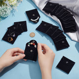 Square Velvet Jewelry Pouches, Jewelry Gift Bags with Snap Button, for Ring Necklace Earring Bracelet, Black, 5.9x6x0.9cm
