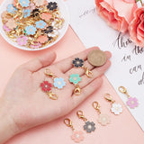 50Pcs Alloy Enamel Pendants Decoration, with Zinc Alloy Lobster Claw Clasps, Sakura, Mixed Color, 38mm