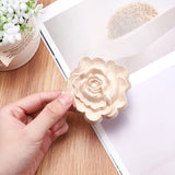 Natural Solid Rubber Wood Carved Onlay Applique Craft, Unpainted Onlay Furniture Home Decoration, Flower, BurlyWood, 77x75x15mm, 4pcs/set