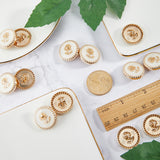 10Pcs Alloy Enamel Buttons, 1-Hole, Flat Round with Rose Pattern, White, 22.5x9mm, Hole: 2mm