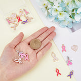 DIY Cancer Awareness Jewelry Making Finding Kit, Including Alloy & Polymer Clay Disc & Acrylic Star Round Beads, Alloy Enamel Ribbon & Heart & Wing Pendants, Pink, 723Pcs/box