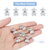 Rack Plating Alloy Pendants, Cadmium Free & Lead Free, Bear Charms, Platinum, 17.5x11x5mm, Hole: 1.5mm, 50pcs/box