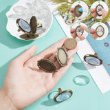 DIY Blank Dome Finger Rings Making Kit, Including Oval & Flower Adjustable Alloy Ring Settings, Glass Cabochons, Antique Bronze & Antique Silver, 16pcs/bag