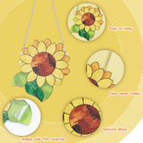 Acrylic Sunflower Pendant Decorations, with Iron Chains and Clasps, Yellow, 154x125x3mm, Hole: 3.5mm