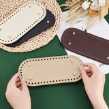 4Pcs 4 Colors Oval PU Leather Knitting Crochet Bags Nail Bottom Shaper Pad, with Iron Nail, Mixed Color, 22.3x10.2x0.9cm, Hole: 5mm, 1pc/color