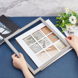 Square Wood Photo Frame Stand, for Wall Hanging and Tabletop Display, for Hold 9 Photos, Gainsboro, 330x330x19mm