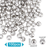201 Stainless Steel Spacer Beads, Round, Stainless Steel Color, 4x3mm, Hole: 2mm, 100pcs