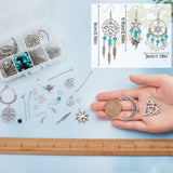 DIY Chandelier Earring Making Kit, Including Star & Moon & Fairy & Tree & Sun Alloy Pendants & Link Connectors, Synthetic Turquoise Beads, Brass Earring Hooks, Antique Silver & Platinum, 254Pcs/box