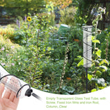 7 Inch Capacity Spiral Rain Gauge Set, Garden Stakes, including Glass Test Tube, Iron Holder, Screw, Anchor Plug, Electrophoresis Black, Glass Tube: 57.5x212mm