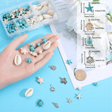 DIY Jewelry Making Finding Kit, Including Turtle & Starfish & Synthetic Germstone Beads, Alloy Pendants, Natural Shell Links Connectors, Antique Silver, 170Pcs/box