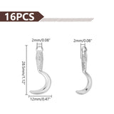 304 Stainless Steel Pendants, Sickle Charm, Stainless Steel Color, 28.5x12x2mm, Hole: 2mm, 16pcs/box