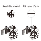 Iron Wall Hanging Decorative, with Screws, Piano & Note, Metal Wall Art Ornament for Home, Electrophoresis Black, 205x181mm