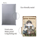 Tinplate Sign Poster, Vertical, for Home Wall Decoration, Rectangle with Word Fishing, Cat Pattern, 300x200x0.5mm