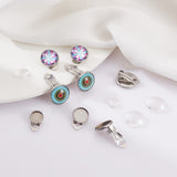 DIY Earring Making, with Transparent Glass Cabochons and 304 Stainless Steel Clip-on Earring Findings, Stainless Steel Color, 8mm/10mm/12mm/14mm, 40pcs/box