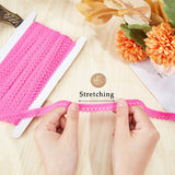 Polyester Elastic Cords with Single Edge Trimming, Flat, with Cardboard Display Card, Deep Pink, 13mm